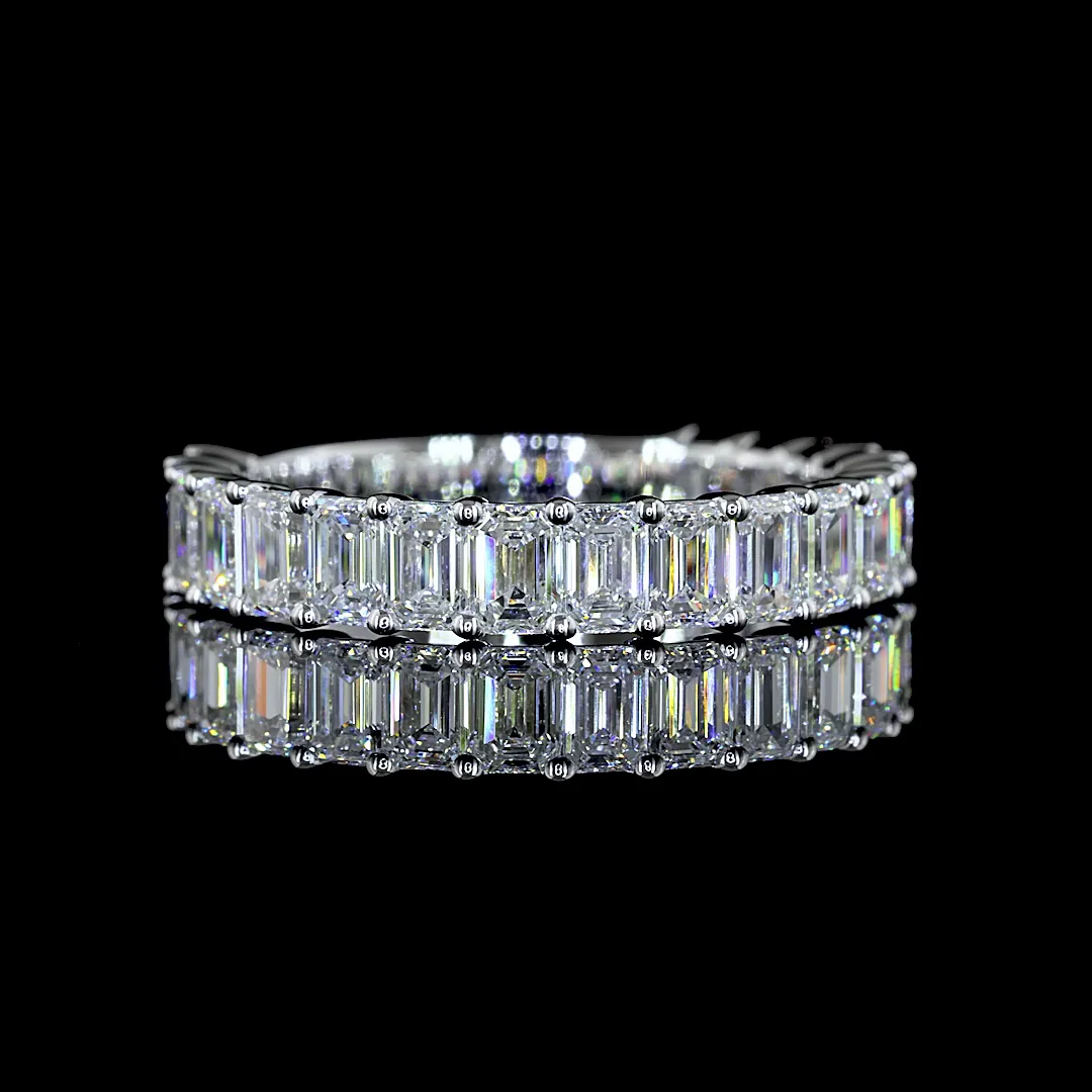 2.36 Cts 14k White Gold Emerald Shape 3/4 Band Eternity Band