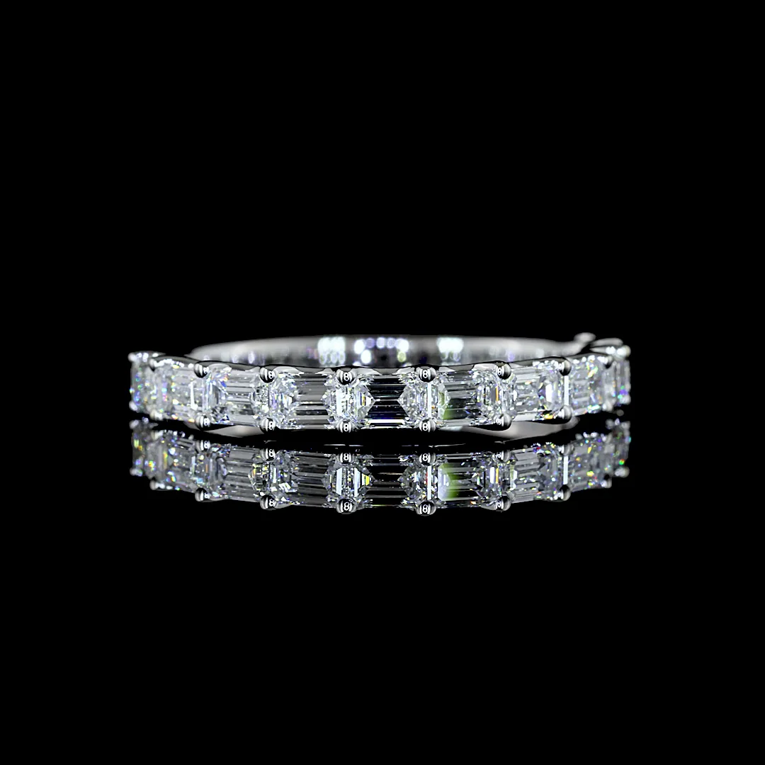 1.16 Cts 14k White Gold Emerald Shape Half Eternity Eternity Band