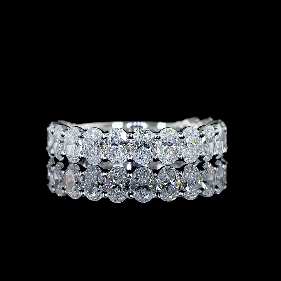 2.05 Cts 14k White Gold Oval Shape 3/4 Band Eternity Band
