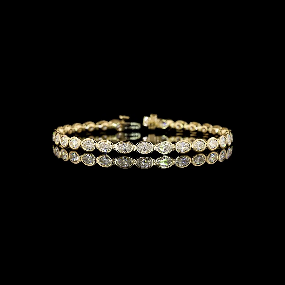 6.34 Cts 14k Yellow Gold Oval Shape Tennis Bracelet