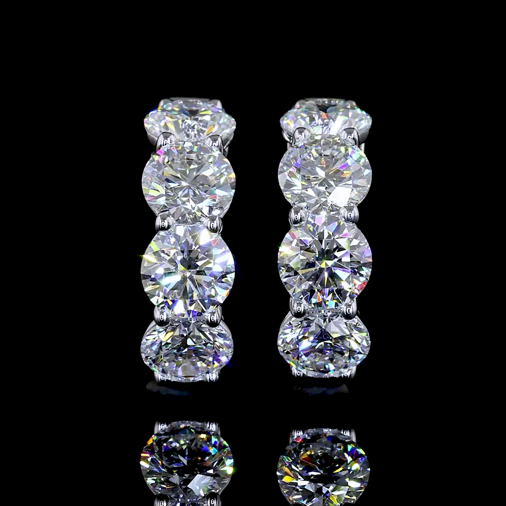 3.39 Cts 14k White Gold Round Shape Huggies Earring