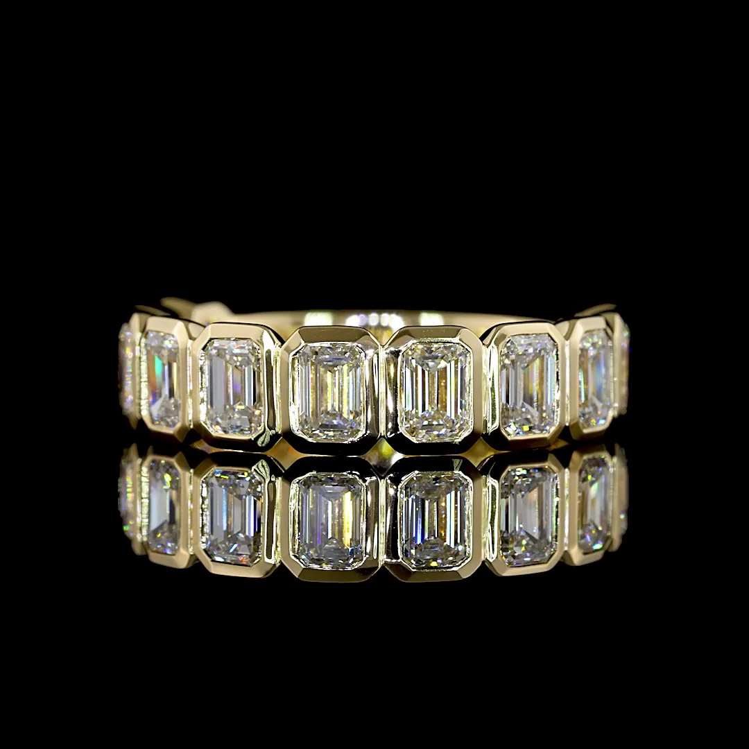 2.15 Cts 14k Yellow Gold Emerald Shape 3/4 Band Eternity Band