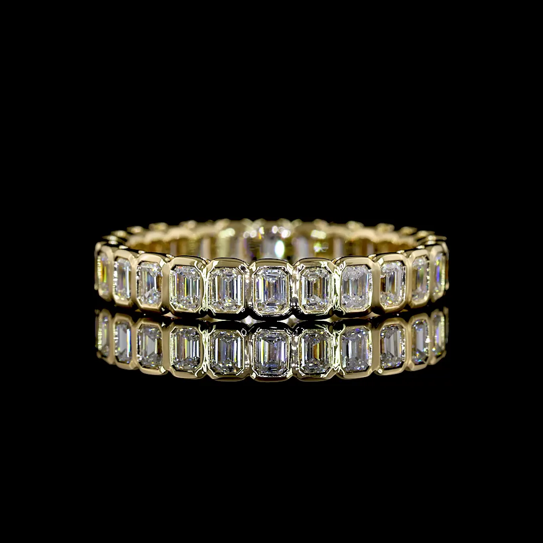1.31 Cts 14k Yellow Gold Emerald Shape Eternity Band Eternity Band
