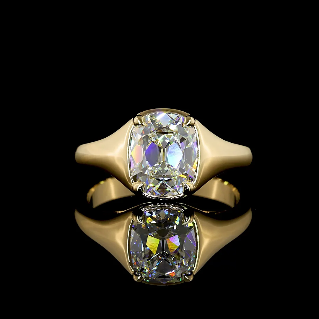 2.09 Cts 14k Yellow Gold Antique Cushion Shape Solitaire Ring