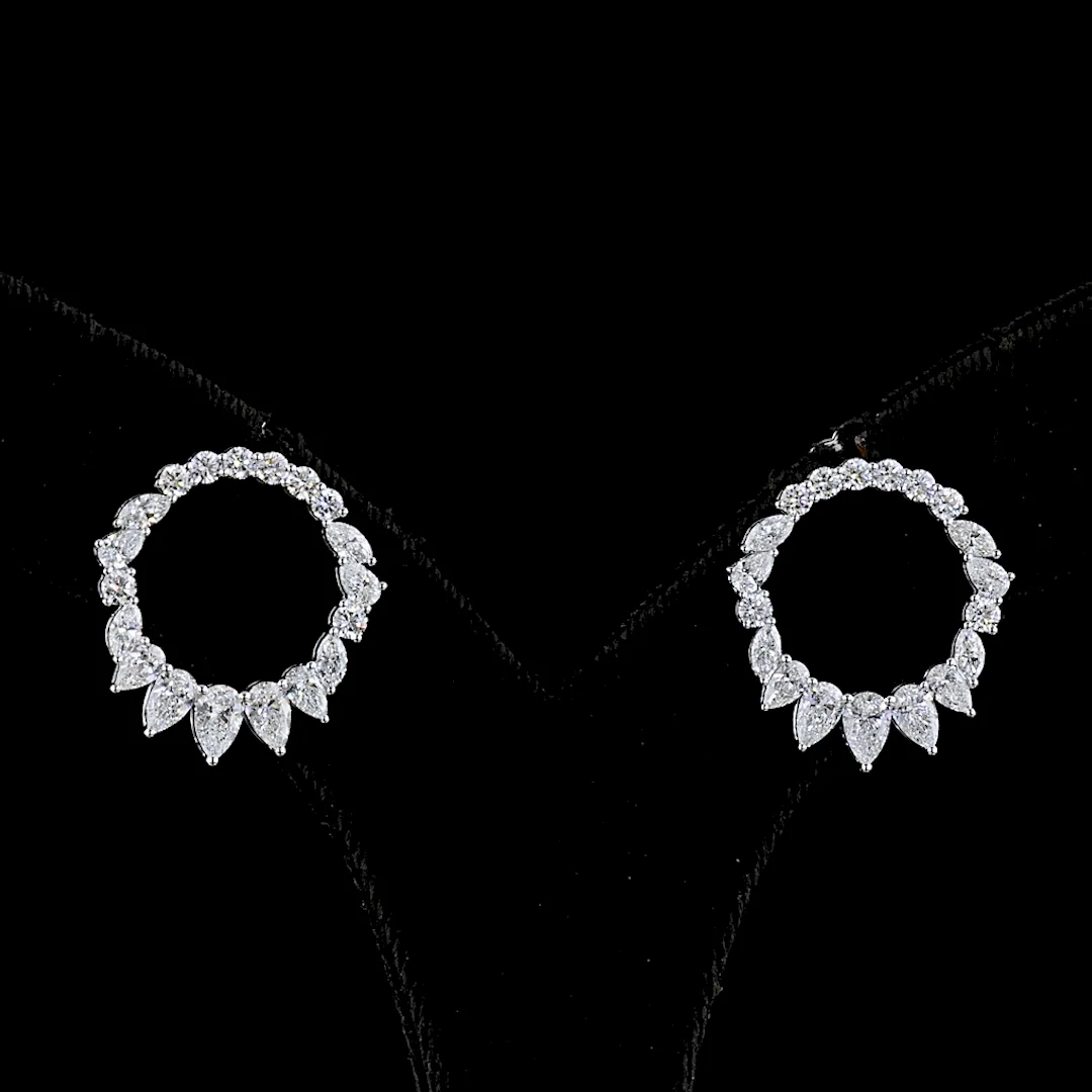 2.65 Cts 14k White Gold Mix Shape Huggies Earring