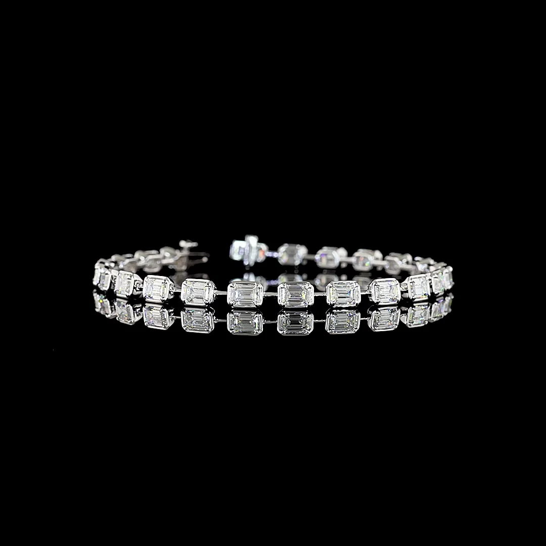 7.06 Cts 14k White Gold Emerald Shape Station Bracelet