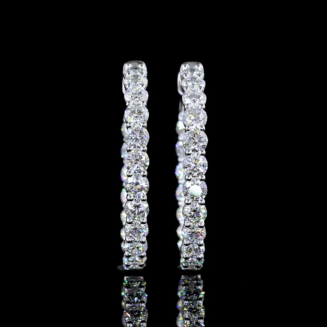 3.31 Cts 14k White Gold Round Shape Hoops Earring