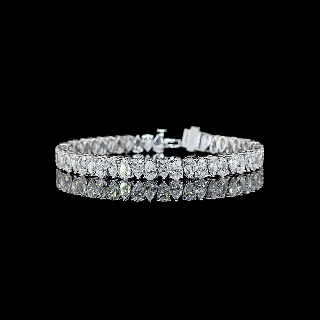 14.87 Cts 14k White Gold Pear Shape Tennis Bracelet