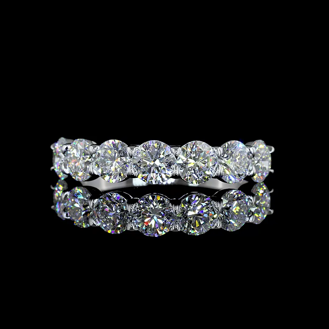 1.97 Cts 14k White Gold Round Shape 7 Stones Eternity Band