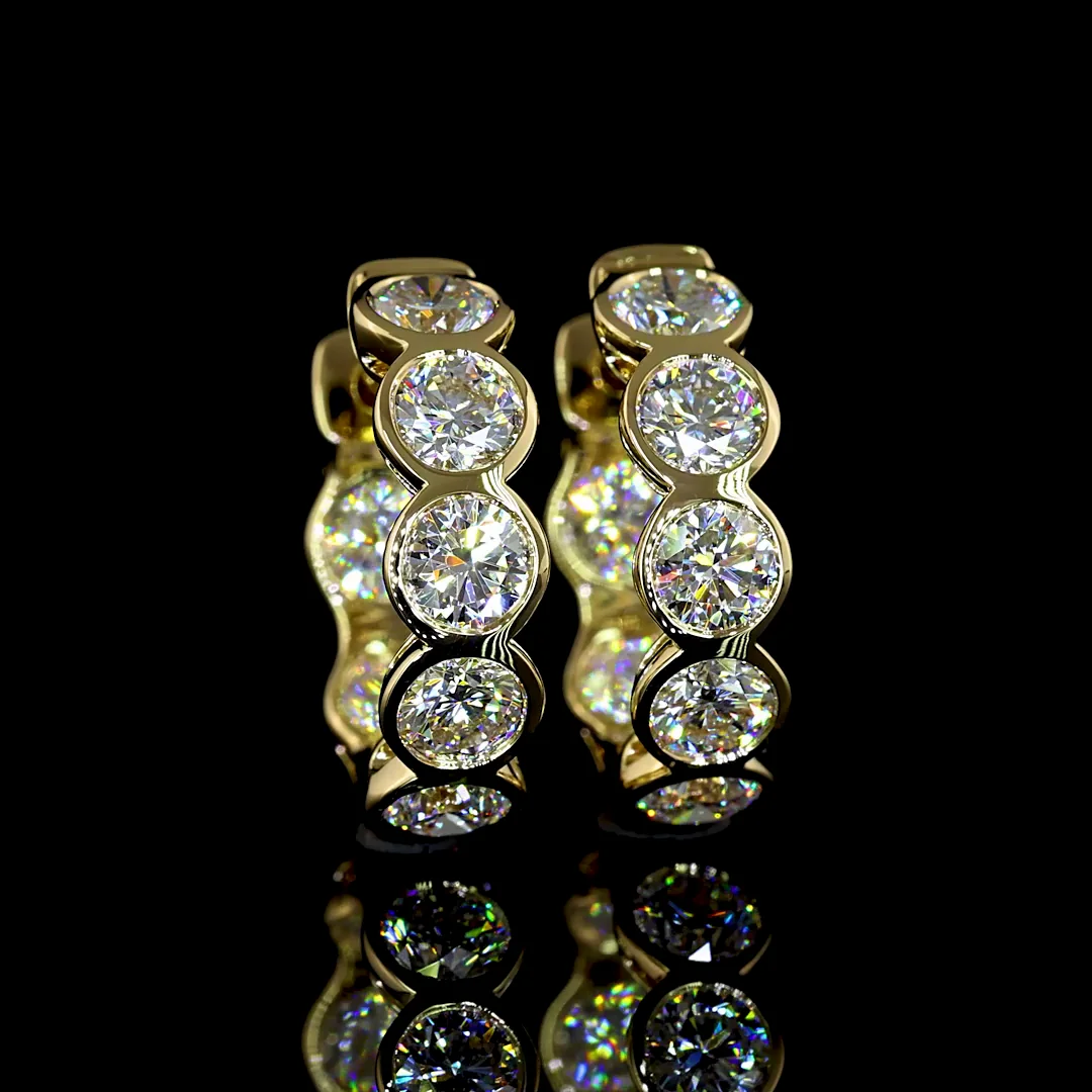 2 Cts 14k Yellow Gold Round Shape Huggies Earring