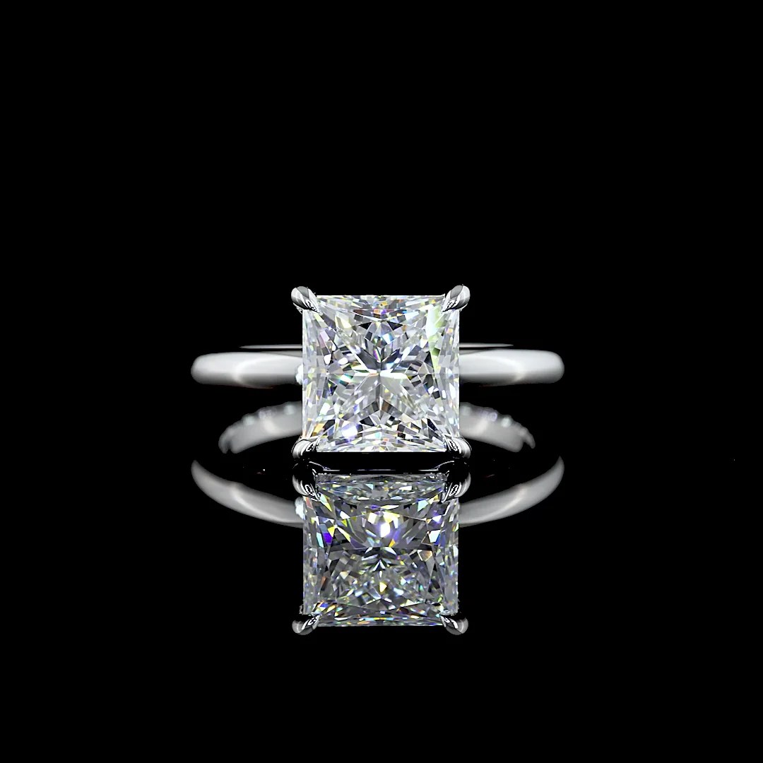 2.03 Cts 14k White Gold Princess Shape Solitaire Ring