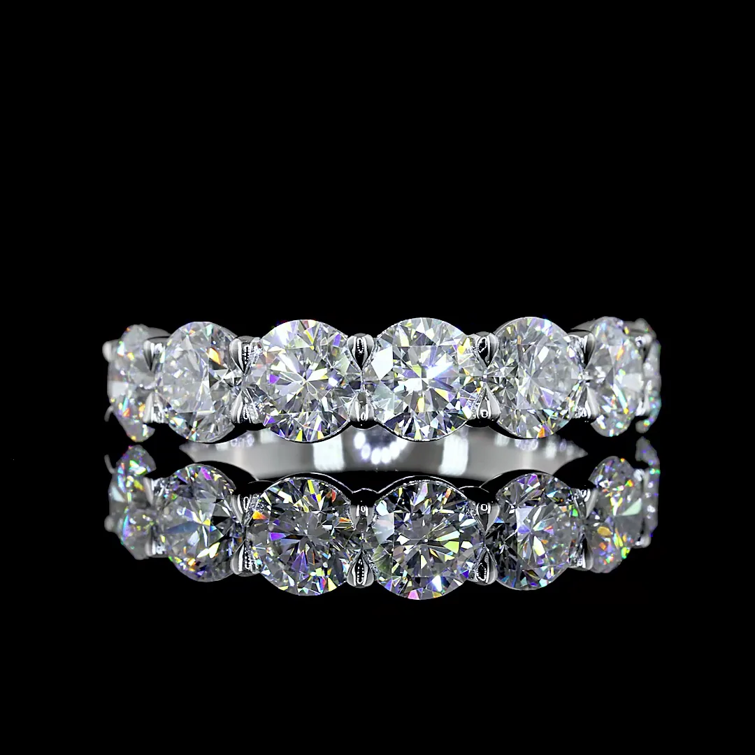 3.04 Cts 14k White Gold Round Shape 7 Stones Eternity Band