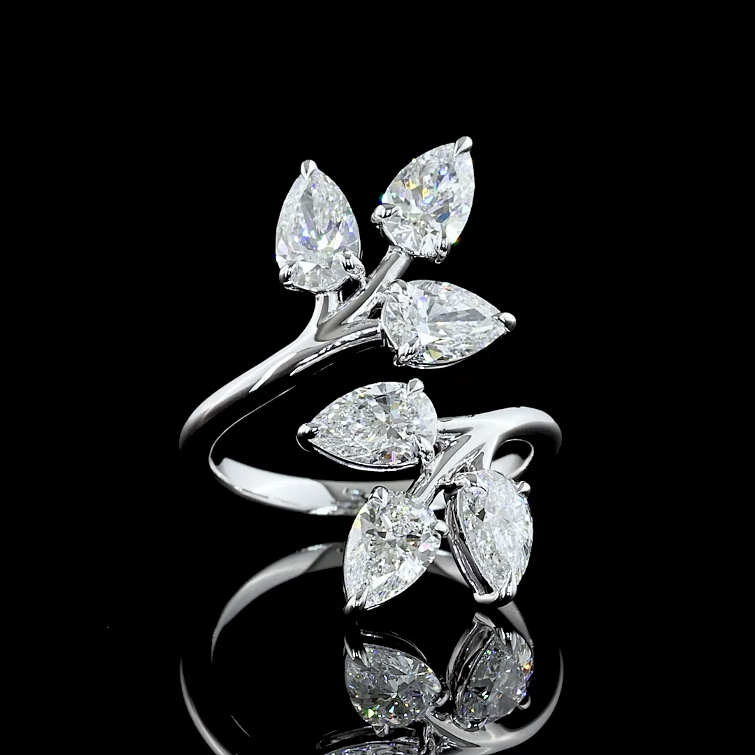 3.06 Cts 14k White Gold Pear Shape Special Ring