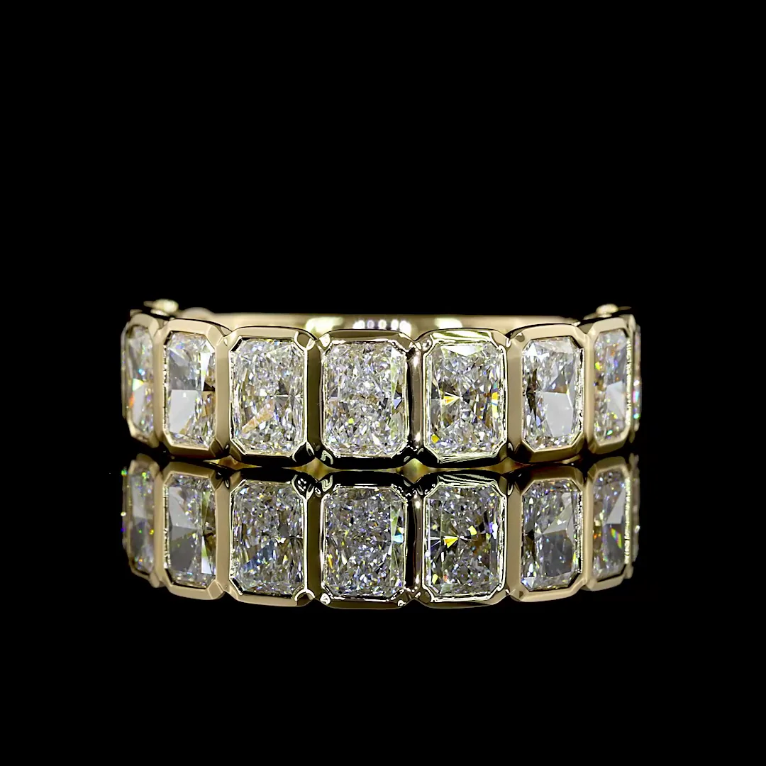 3.34 Cts 14k Yellow Gold Radiant Shape 3/4 Band Eternity Band