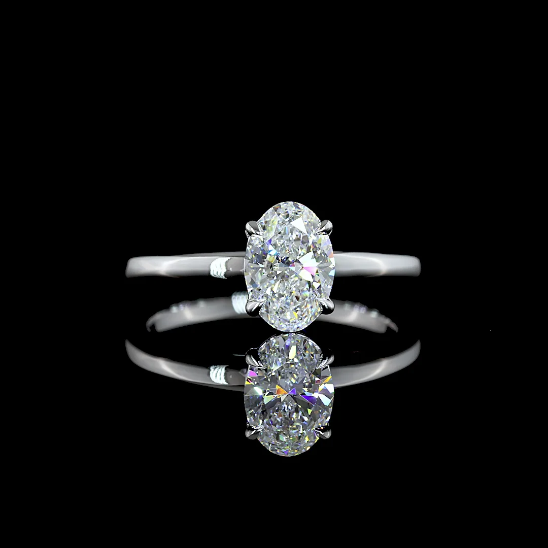 1.03 Cts 14k White Gold Oval Shape Solitaire Ring