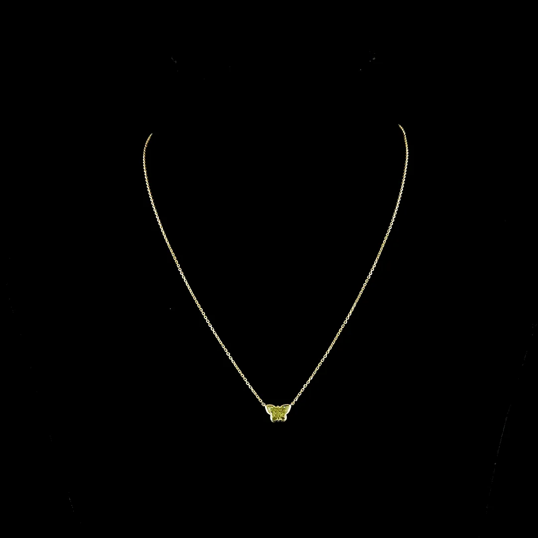 1.18 Cts 14k Yellow Gold Butterfly Shape Symbol Pendant