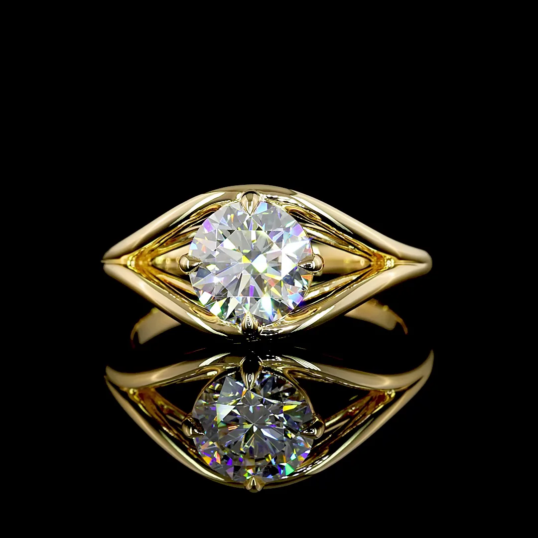 1.5 Cts 14k Yellow Gold Round Shape Solitaire Ring