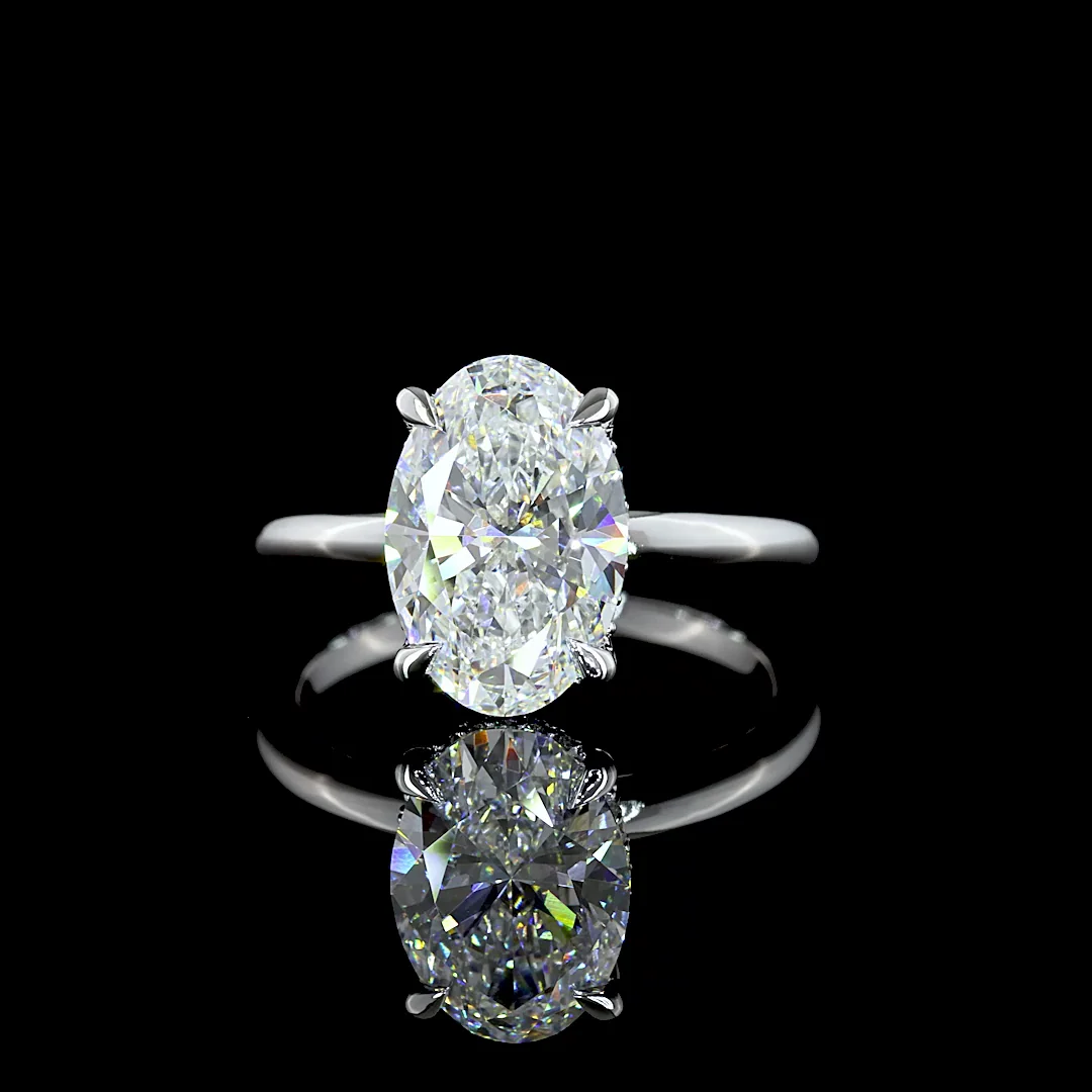 3.14 Cts 14k White Gold Oval Shape Hidden Halo Ring