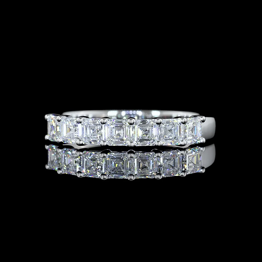 1 Cts 14k White Gold Asscher Shape 7 Stones Eternity Band