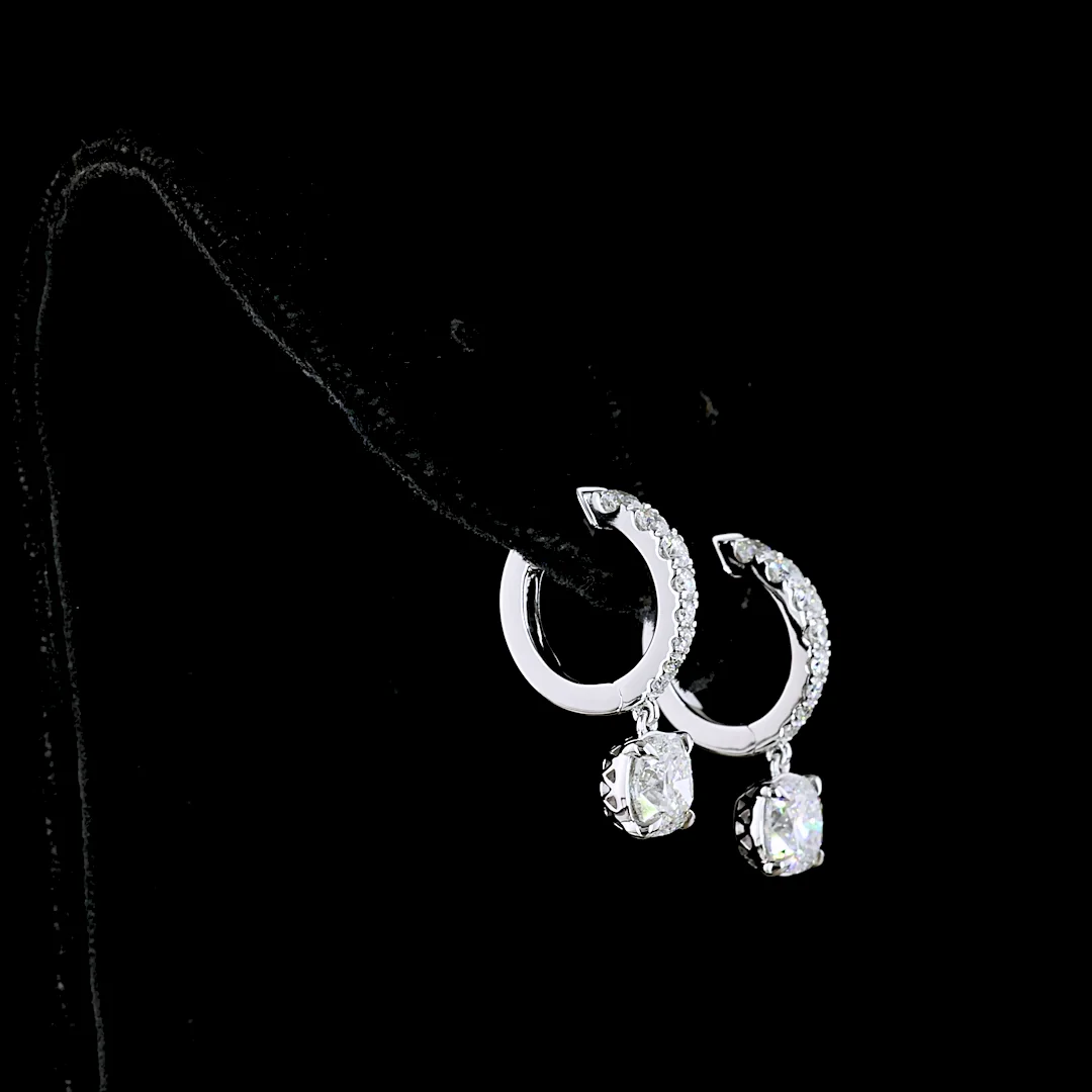 2.64 Cts 14k White Gold Mix Shape Hanging Earring