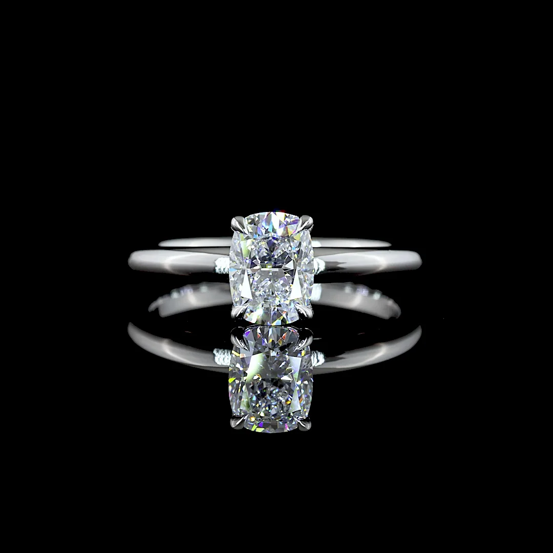 1.04 Cts 14k White Gold Cushion Brilliant Shape Solitaire Ring