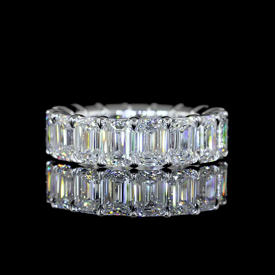 8.02 Cts 18k White Gold Emerald Shape Eternity Band Eternity Band