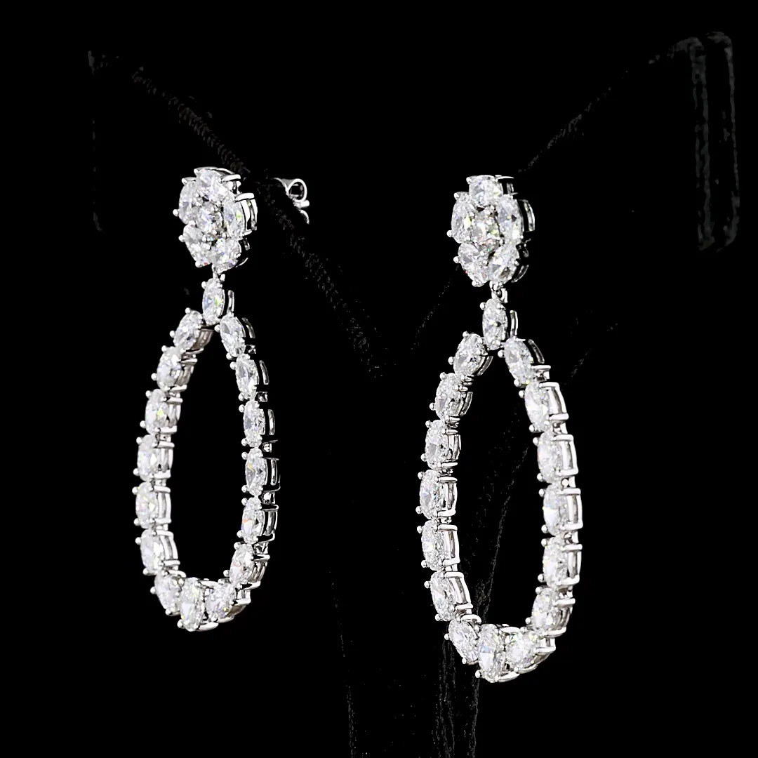 7.14 Cts 14k White Gold Mix Shape Hanging Earring