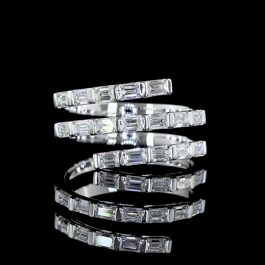 1.02 Cts 14k White Gold Emerald Shape Special Ring