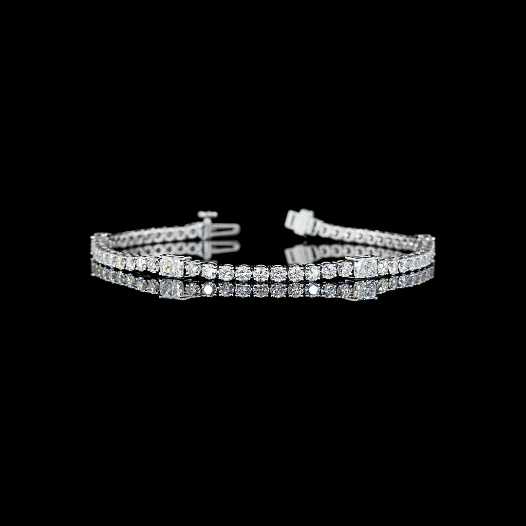 5.26 Cts 14k White Gold Radiant Shape Station Line Tennis Bracelet