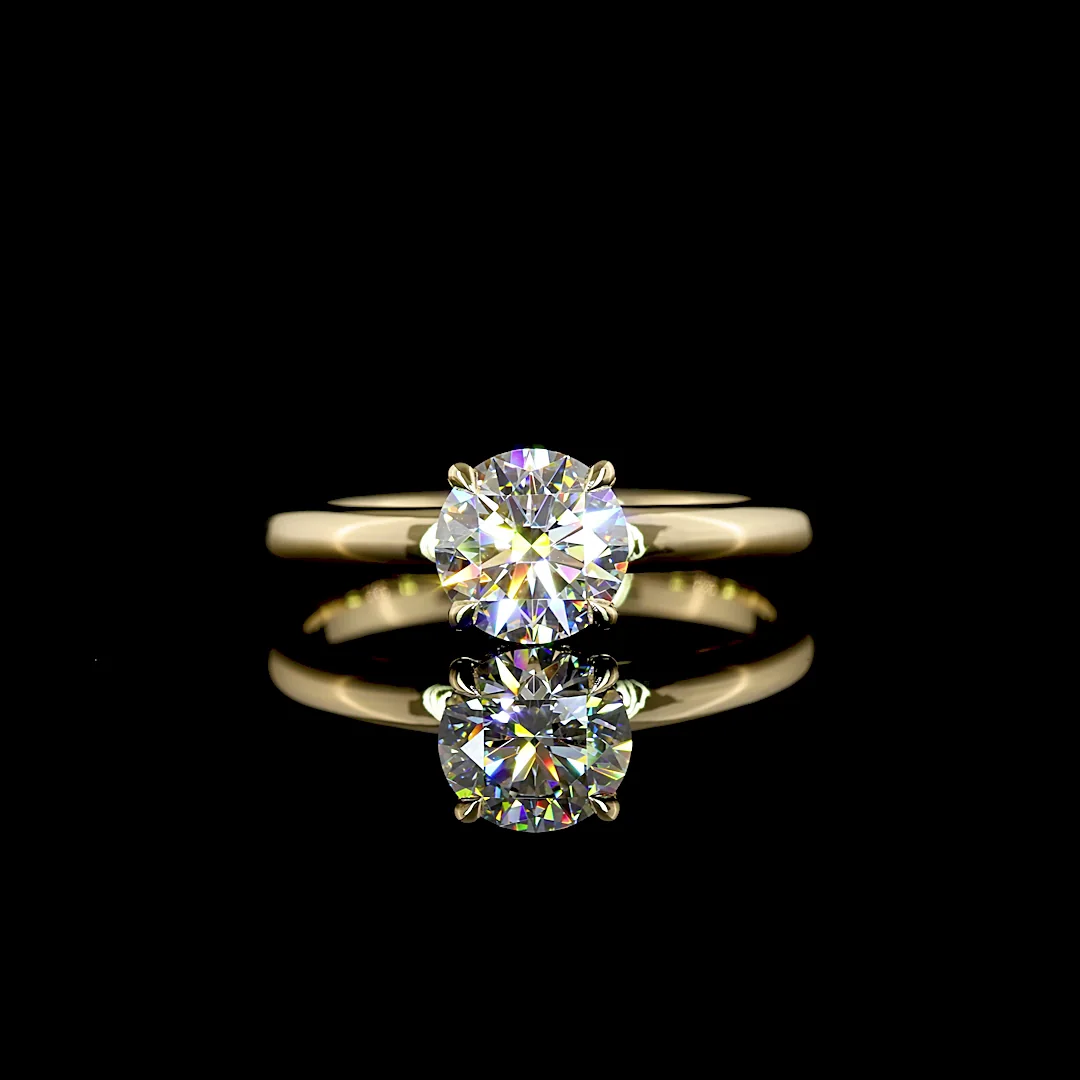 1.13 Cts 14k Yellow Gold Round Shape Hidden Halo Ring