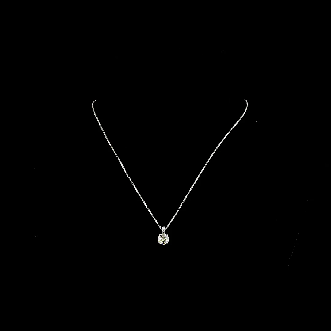 1.34 Cts 14k White Gold Round Shape Pendant Pendant