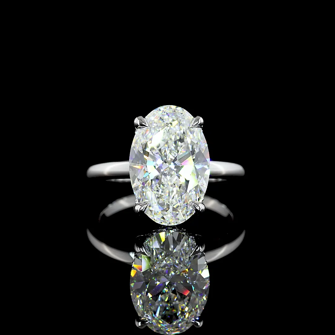 5.3 Cts 14k White Gold Oval Shape Hidden Halo Ring