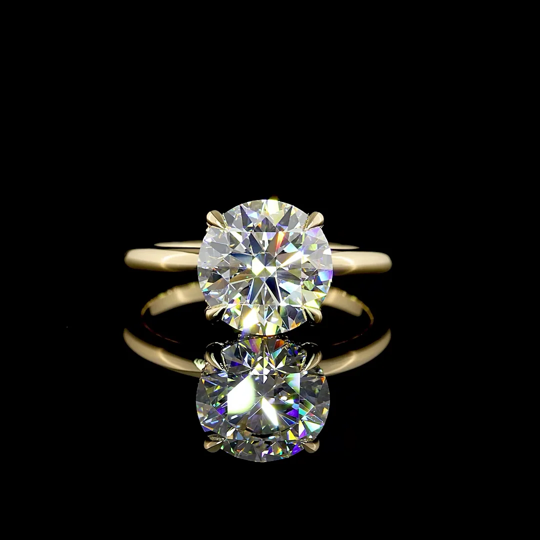 3.19 Cts 14k Yellow Gold Round Shape Hidden Halo Ring