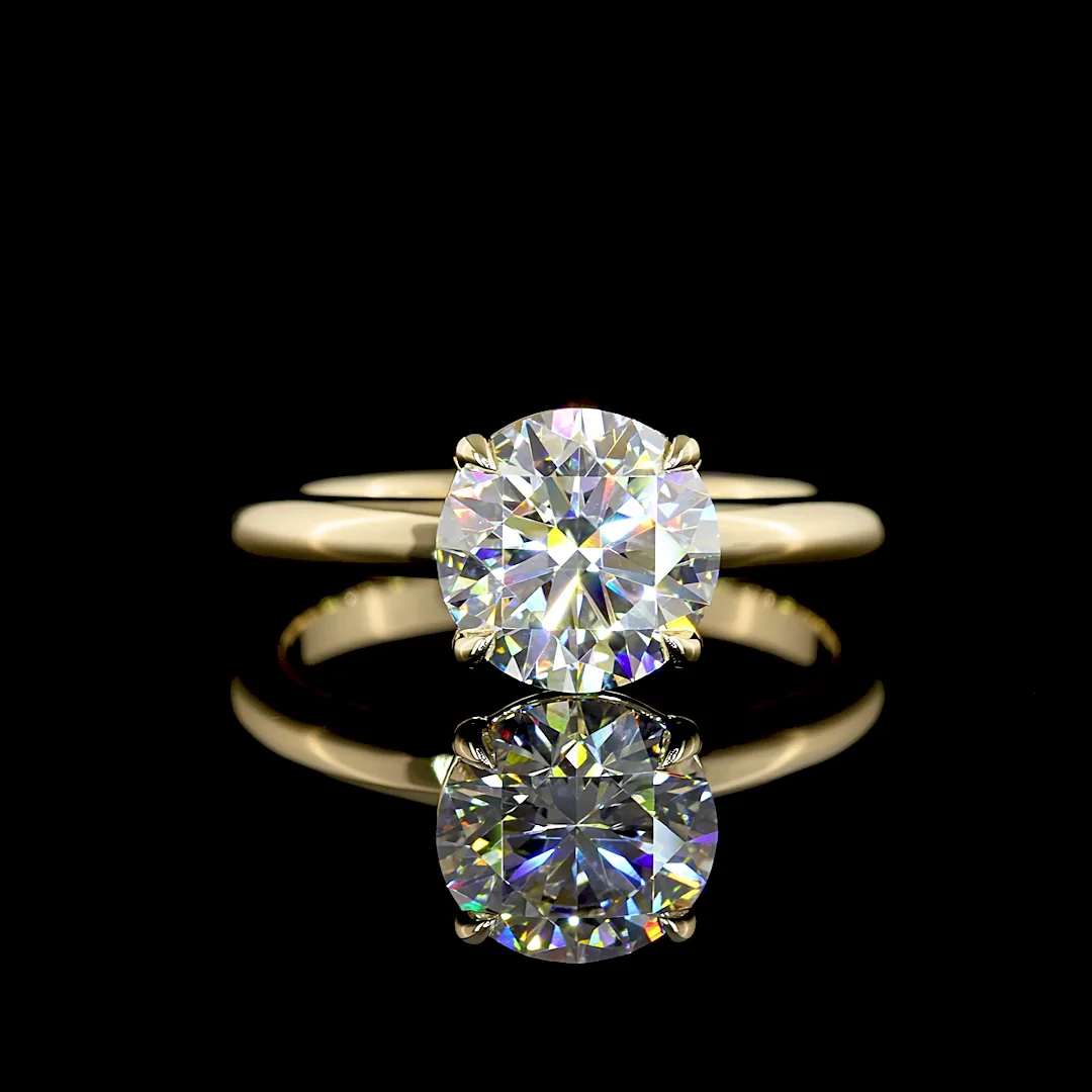 2.04 Cts 14k Yellow Gold Round Shape Solitaire Ring