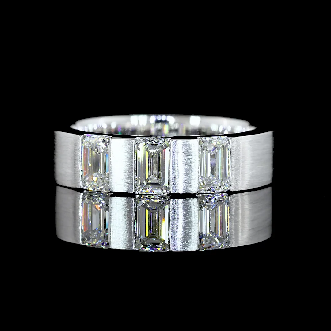 1.57 Cts 14k White Gold Emerald Shape Eternity Band Eternity Band