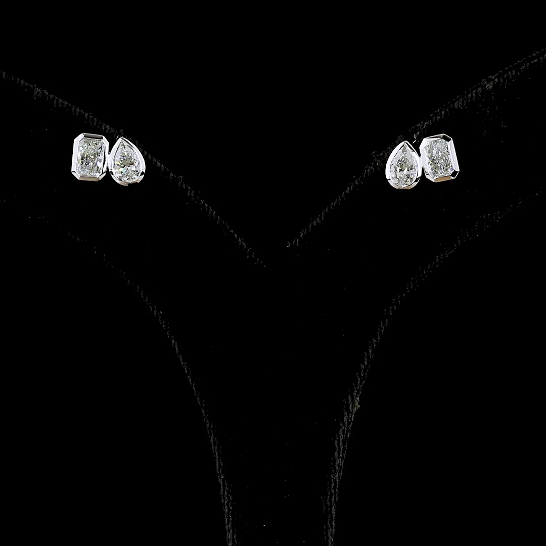 1.72 Cts 14k White Gold Mix Shape Studs Earring