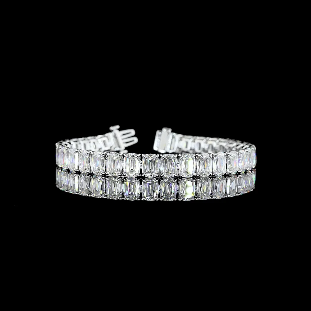 35.67 Cts 14k White Gold Radiant Modified Shape Tennis Bracelet