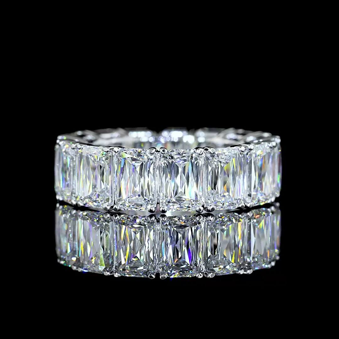 9.24 Cts 18k White Gold Radiant Modified Shape Eternity Band Eternity Band