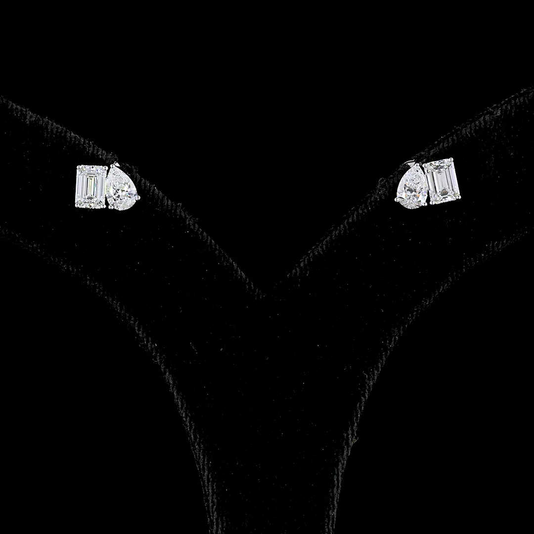 1.77 Cts 14k White Gold Mix Shape Studs Earring