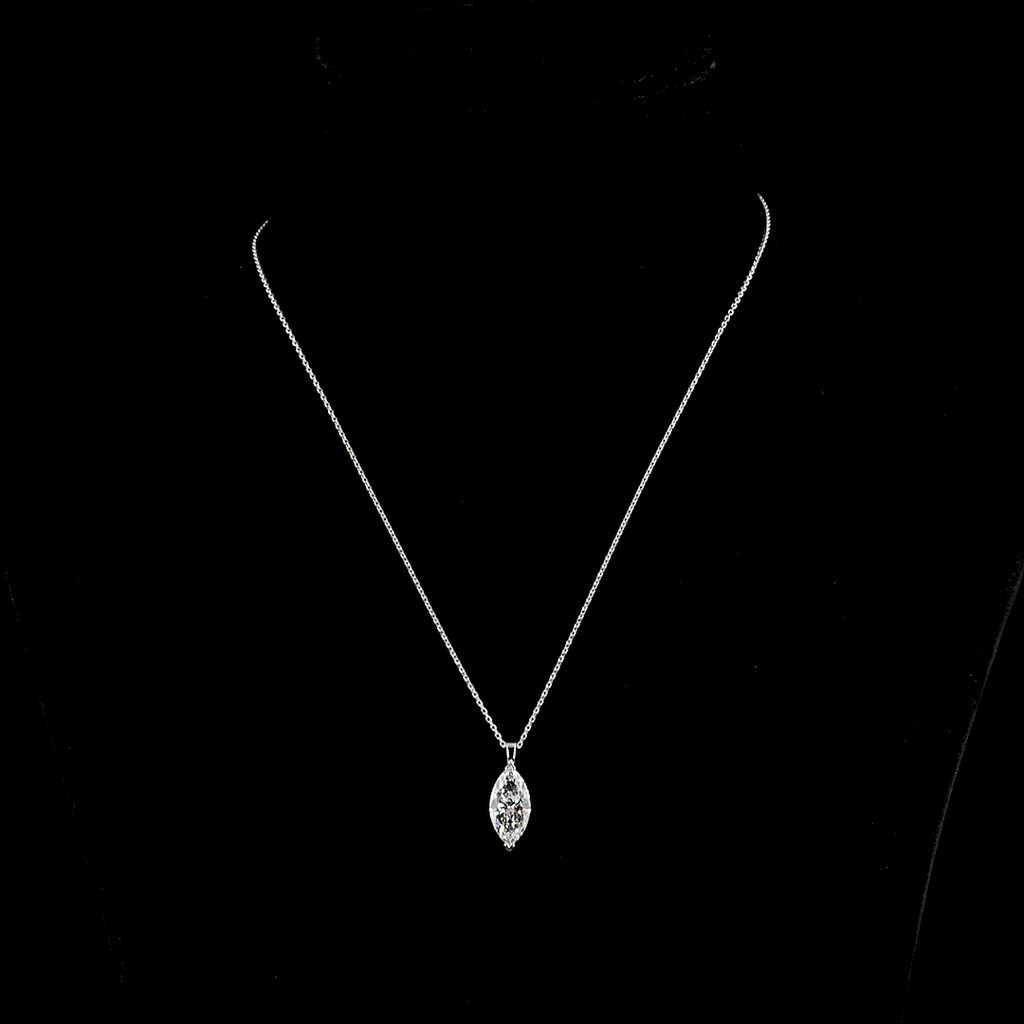 2.71 Cts 14k White Gold Marquise Shape Solitaire Pendant