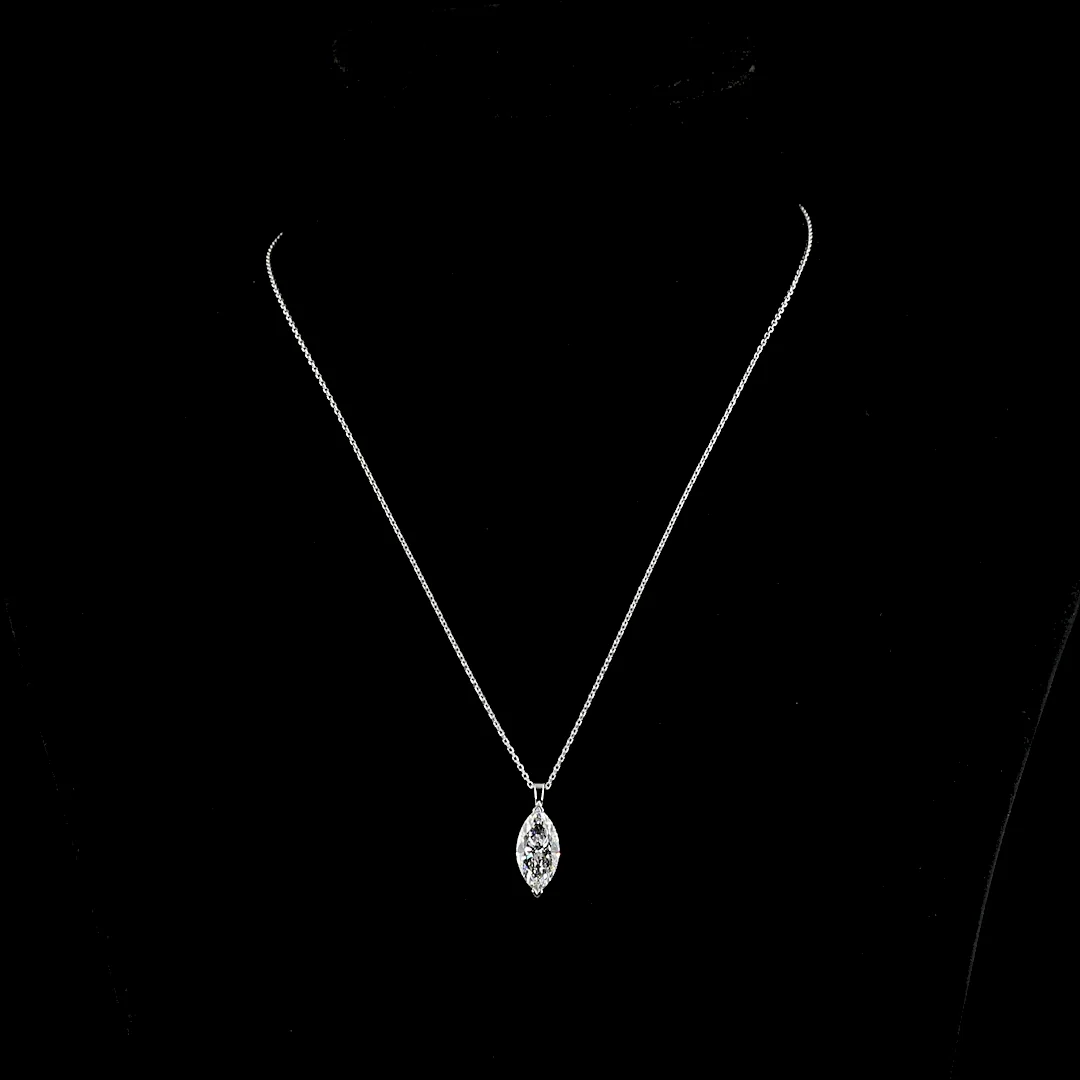 2.71 Cts 14k White Gold Marquise Shape Solitaire Pendant