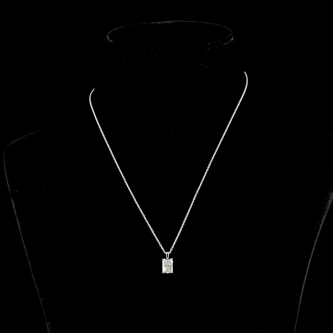 1.53 Cts 14k White Gold Radiant Modified Shape Solitaire Pendant