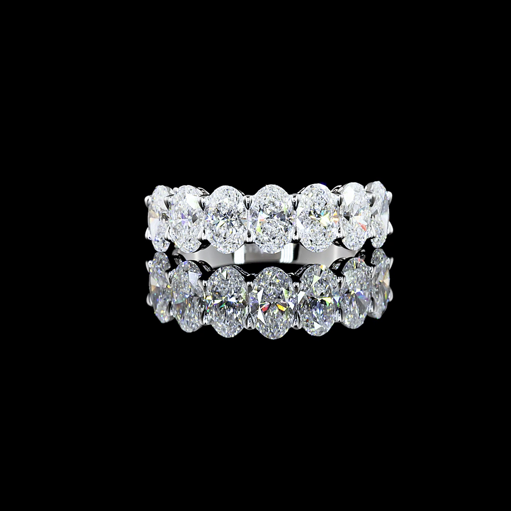 2.14 Cts 14k White Gold Oval Shape Half Eternity Eternity Band