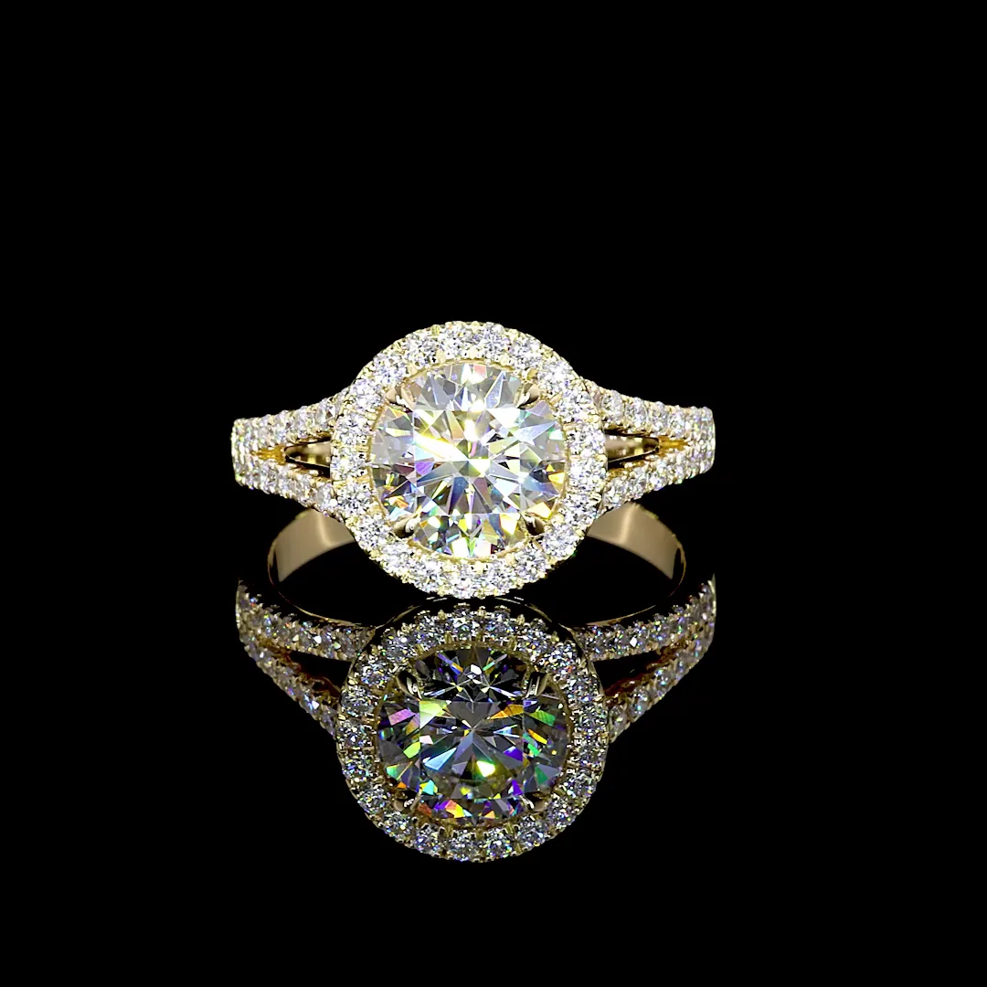 2.02 Cts 14k Yellow Gold Round Shape Split Shank Ring