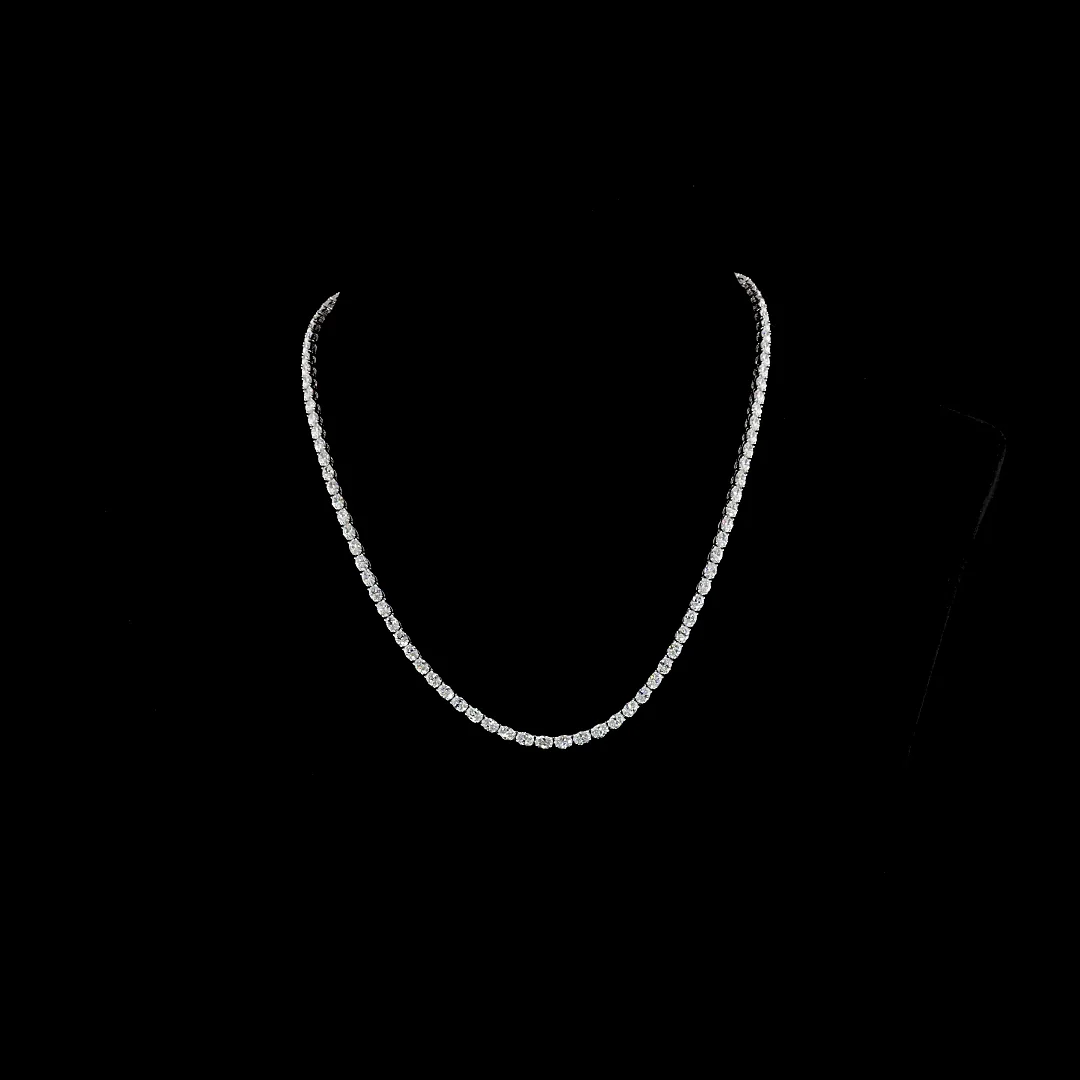 11.74 Cts 14k White Gold Oval Shape Tennis Necklace