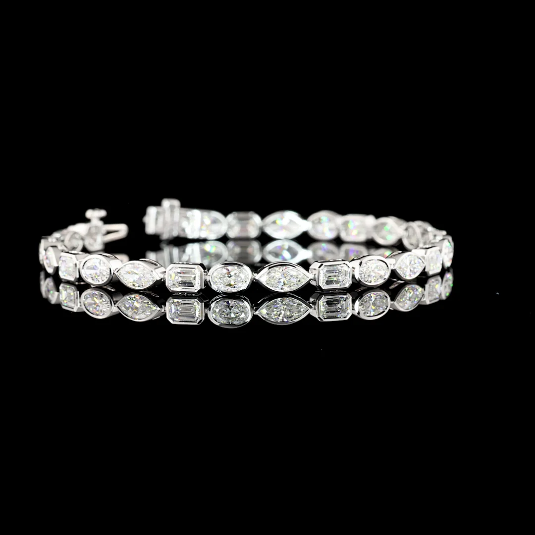 7.83 Cts 14k White Gold Mix Shape Tennis Bracelet