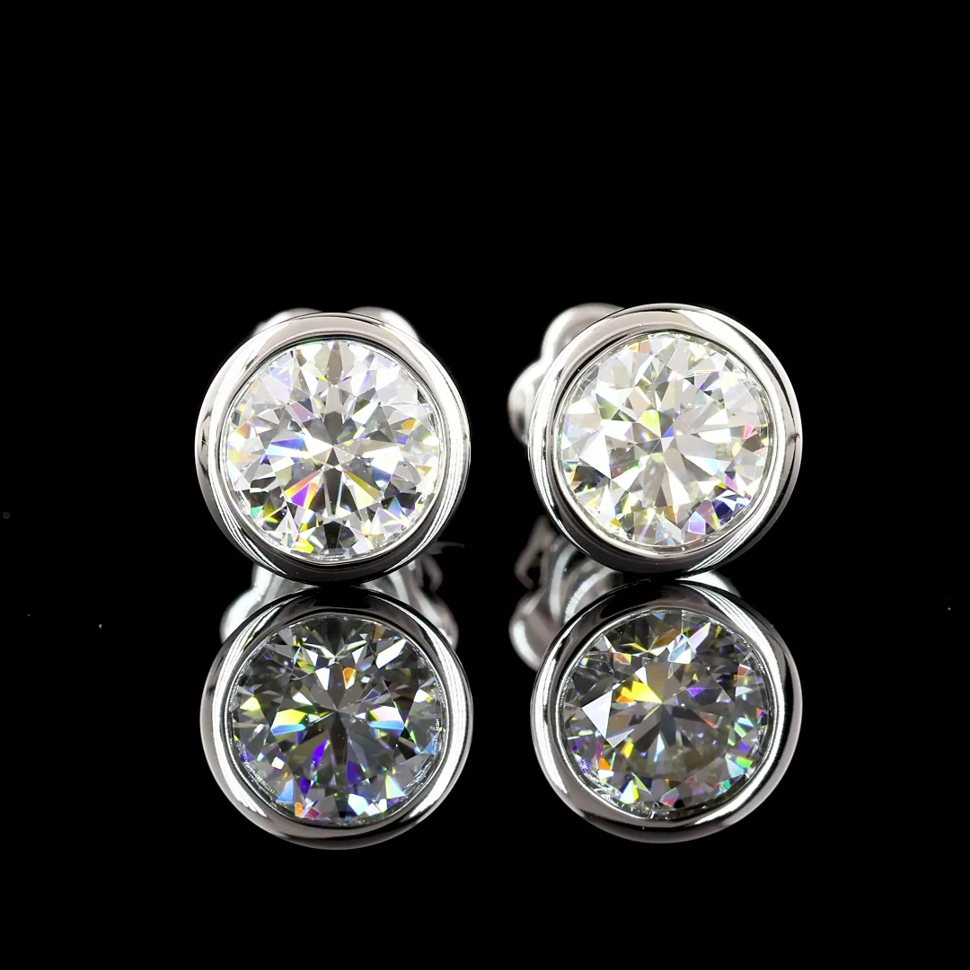 2.01 Cts 14k White Gold Round Shape Studs Earring