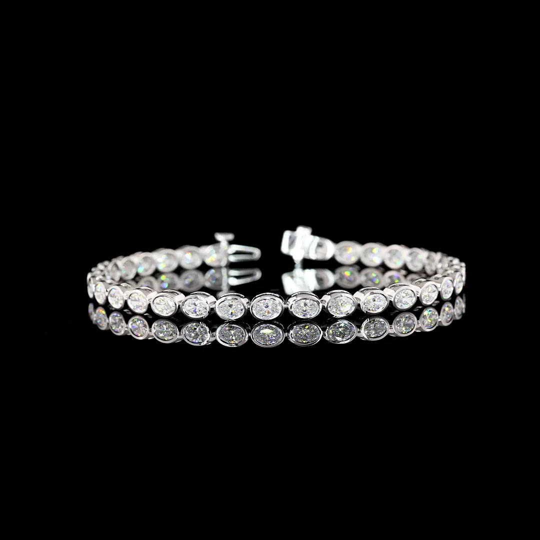 5.27 Cts 14k White Gold Oval Shape Tennis Bracelet