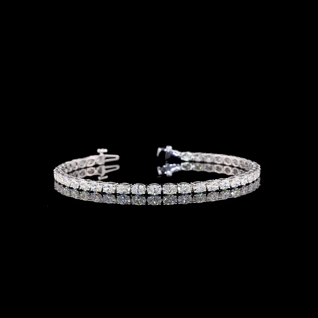 5.26 Cts 14k White Gold Oval Shape Tennis Bracelet