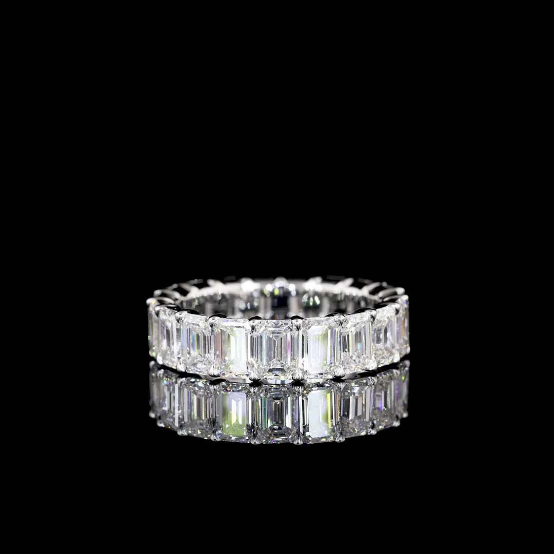5.72 Cts 14k White Gold Emerald Shape Eternity Band Eternity Band